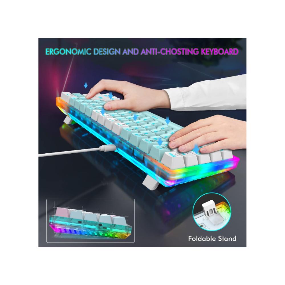 لوحة مفاتيح ألعاب ميكانيكية موديل Z-11T RGB سلكية 61 مفتاحا - أزرق