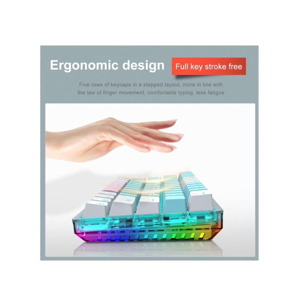 لوحة مفاتيح ألعاب ميكانيكية موديل Z-11T RGB سلكية 61 مفتاحا - أزرق