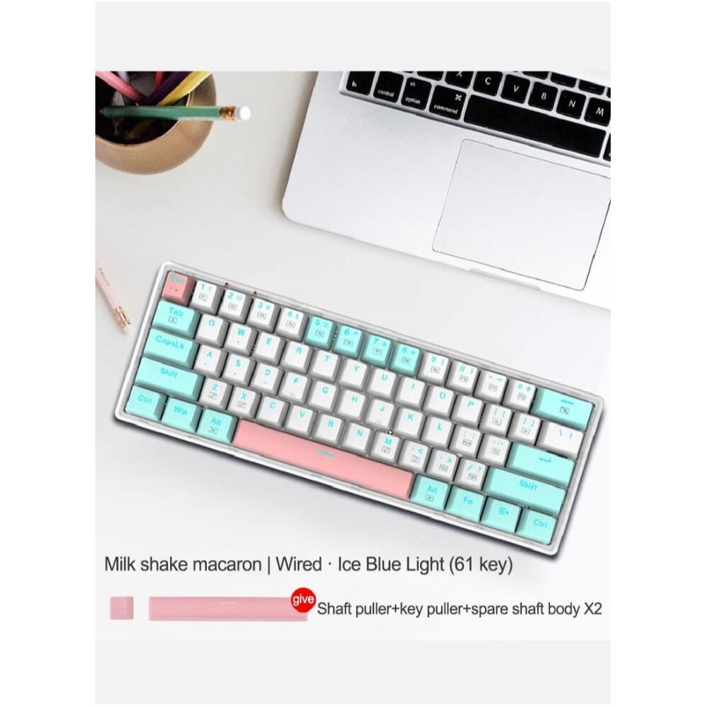 لوحة مفاتيح ألعاب ميكانيكية موديل Z-11T RGB سلكية 61 مفتاحا - أزرق