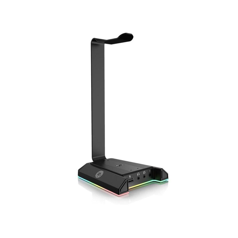 حامل سماعة مع USB ومقابس 3.5 مم - فضي