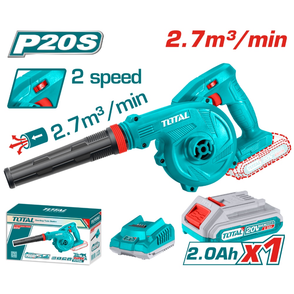 نفاخ هواء بطارية ليثيوم توتال 
 20فولت ) بطارية - قاعدة شحن ( سرعات متكامل