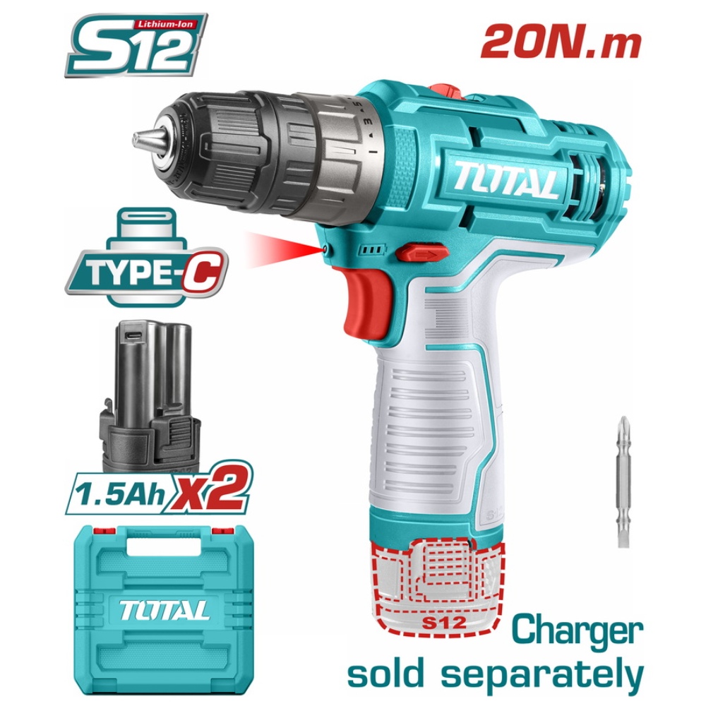 دريل بطارية توتال 12فولت سوبر