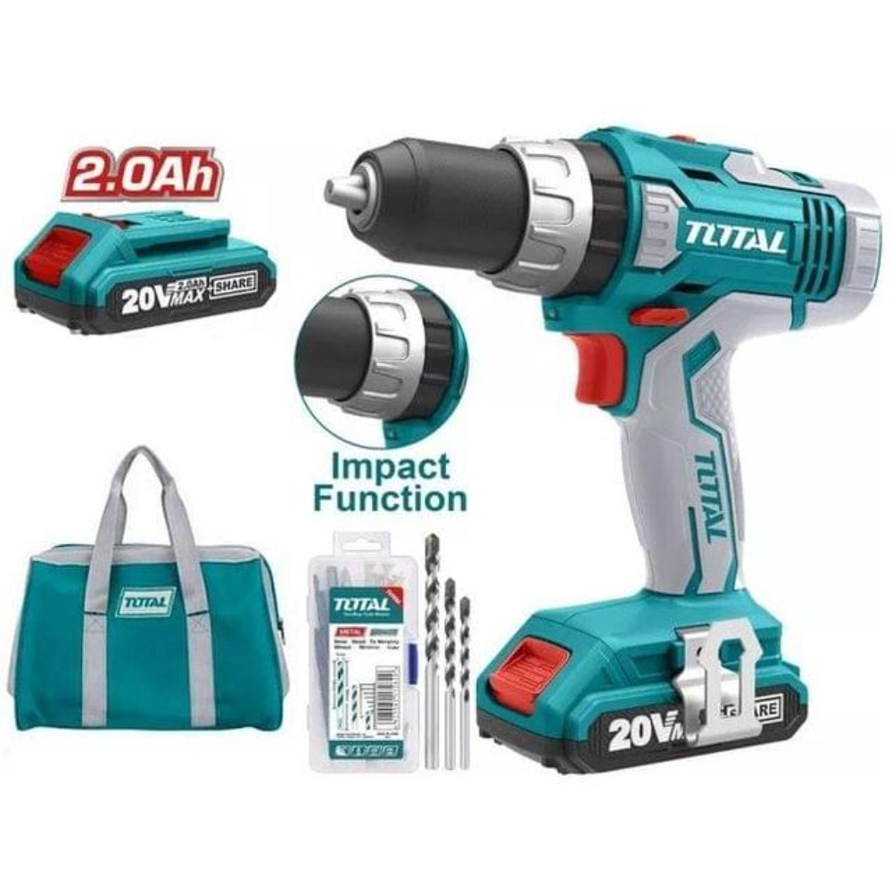 دريل بطارية ليثيوم توتال 20فولت مطرقة