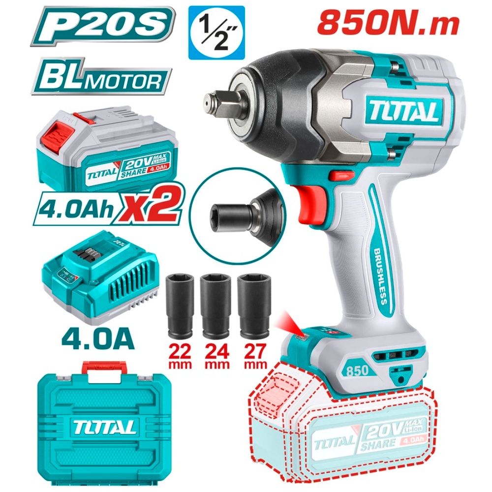 دريل بوكس بطارية ليثيوم توتال20فولت 2/1هـ كبير
