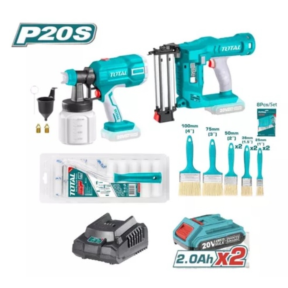 طقم دباسة مسامير + مسدس رنجبطارية 20فولت توتال متكامل