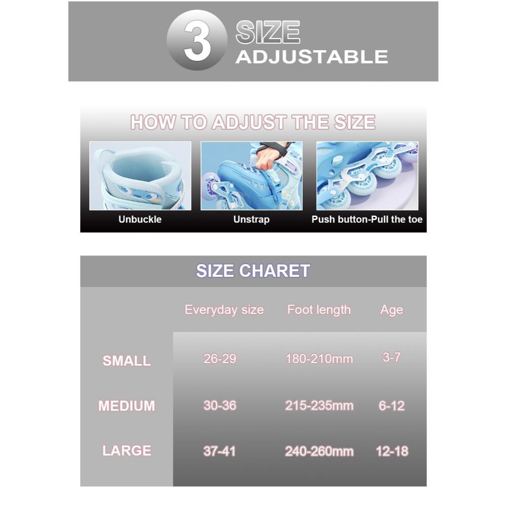 سواي حذاء تزلج بعجلات LED للأطفال مناسب لعمر 3-7 سنوات