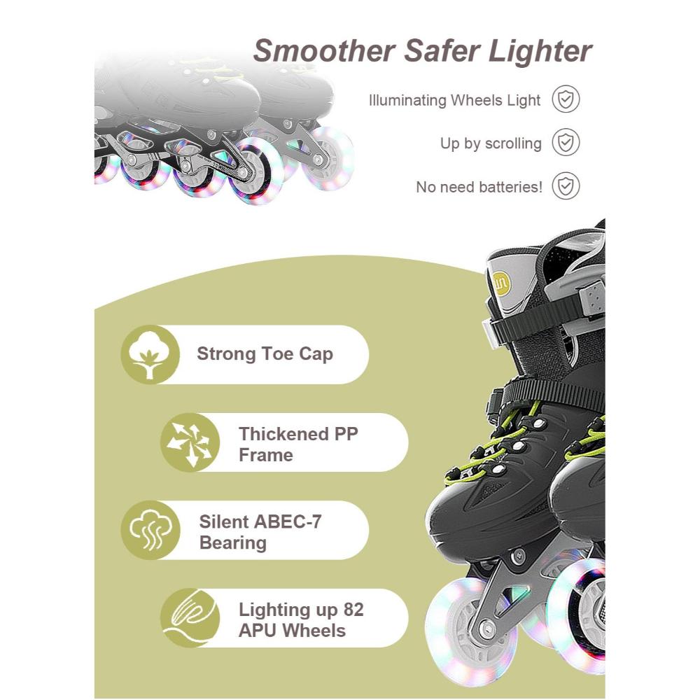سواي حذاء تزلج بعجلات LED للأطفال مناسب لعمر 3-7 سنوات
