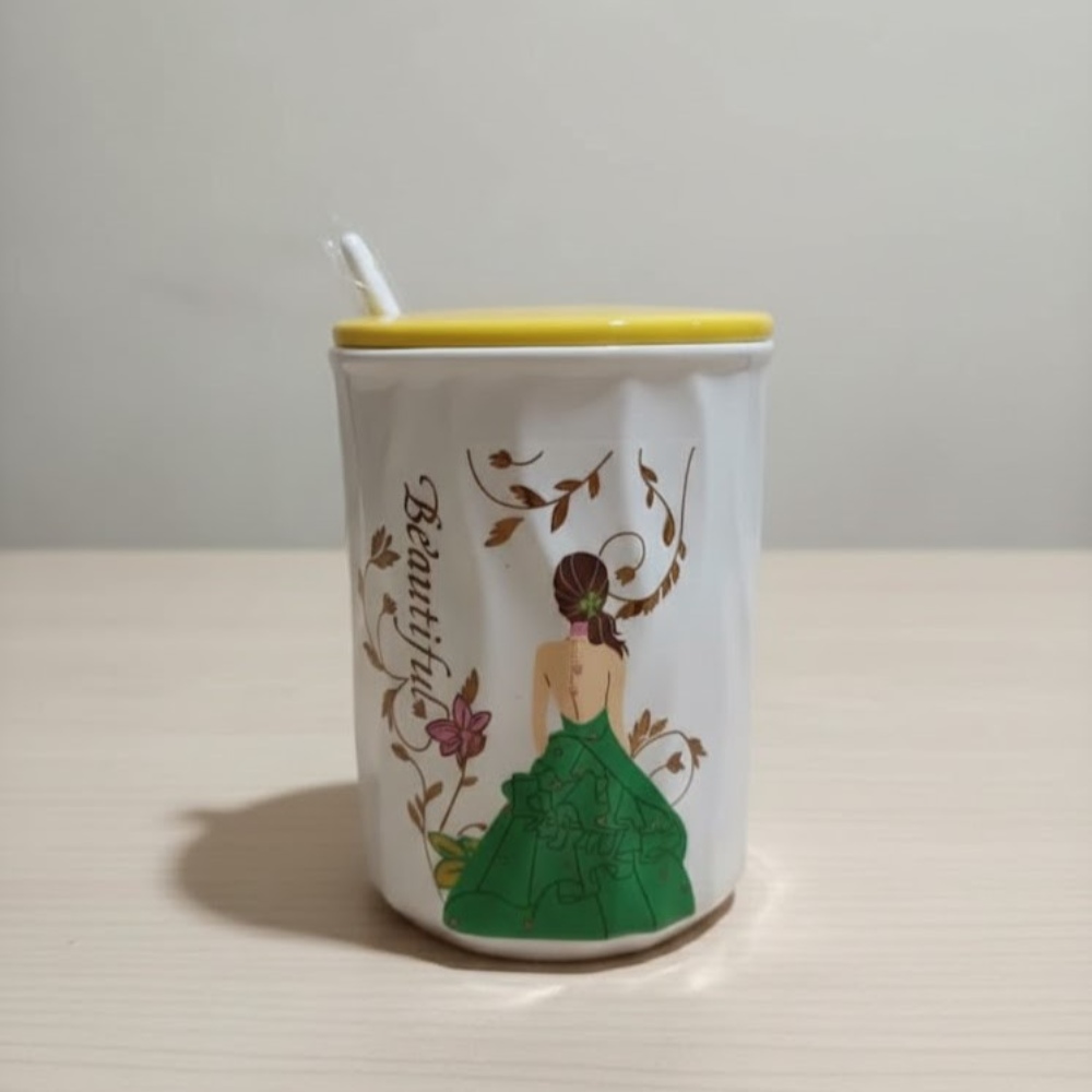 مج بورسلين رسم اخضر بغطاء