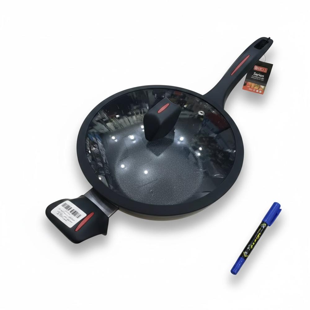 مقلاة زيت تيفال بمقبض طويل + غطاء زجاجي