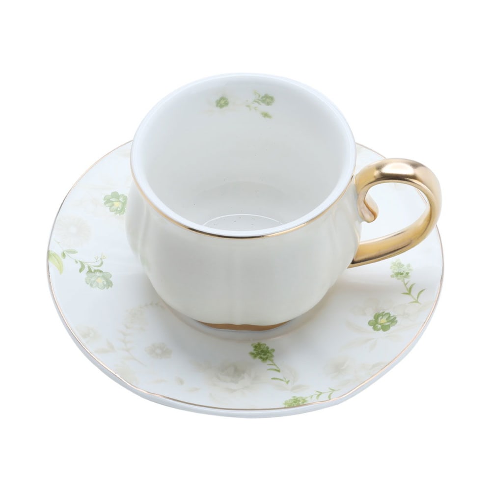 طقم فناجين قهوة مع صحن بورسلان السيف غاليري، 12 قطعة، 100 مل - بيج