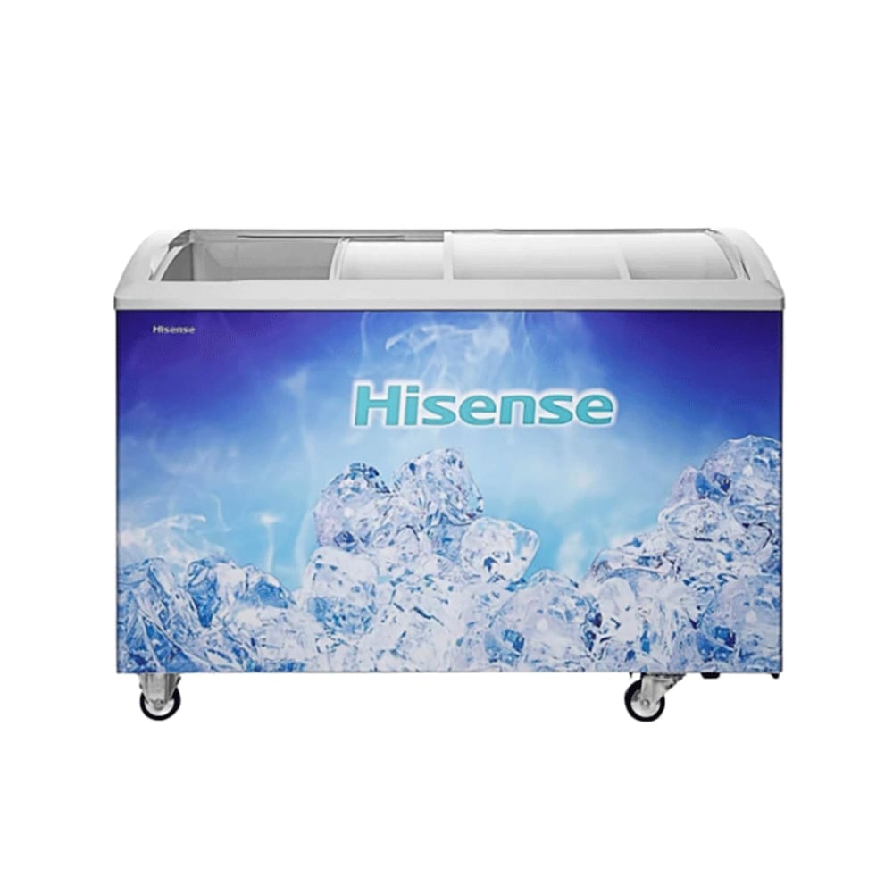 هايسنس فريزر بباب منزلق سعة 395 لتر مقوس من الزجاج موديل ICC394N4AWU - أبيض