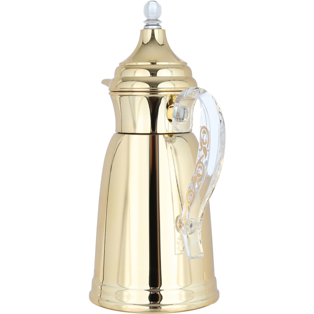 ترمس دلة تميم 8 السيف غاليري، 0.6 لتر، يد شفاف، حافظة داخلية استيل، هيكل خارجي استيل - ذهبي