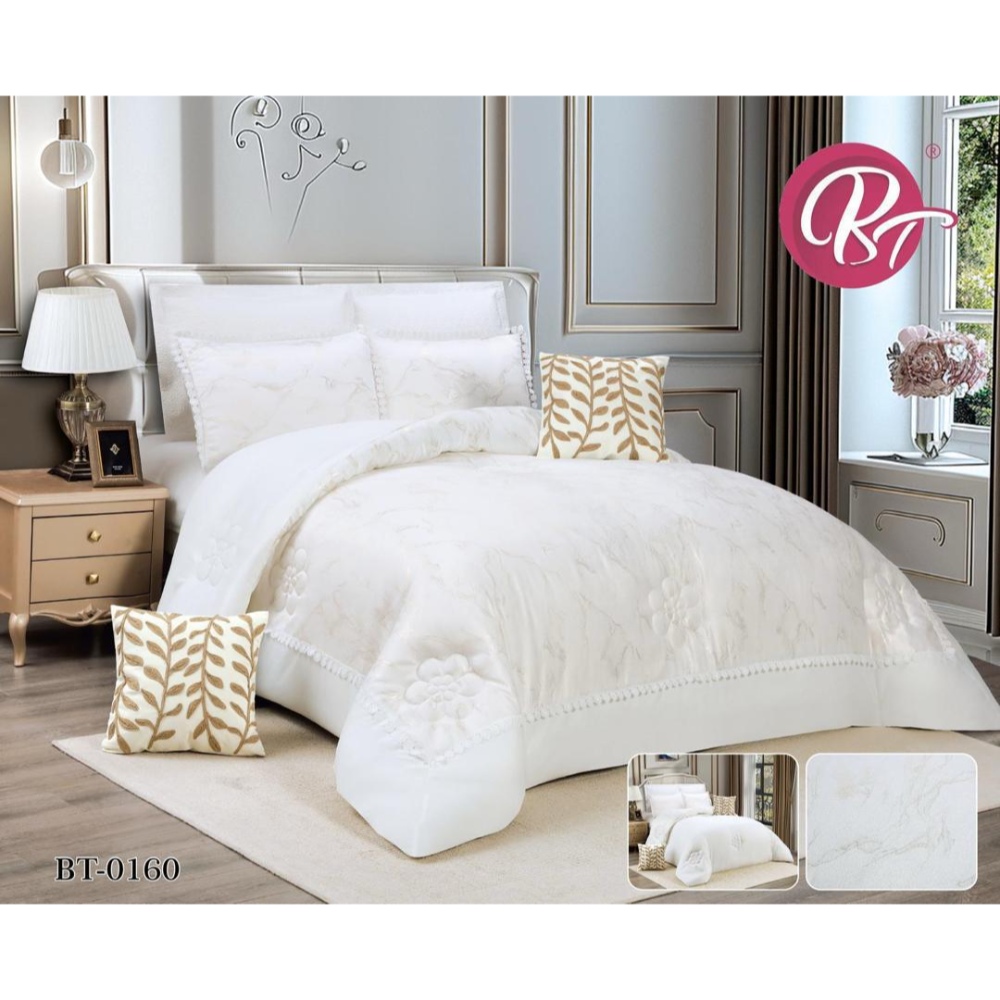 لحاف نفرين 8 قطع ماركة BT
 قماش جاكار من اجود الانواع مطرز