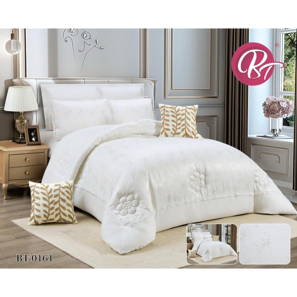 لحاف نفرين 8 قطع ماركة BT
 قماش جاكار من اجود الانواع مطرز