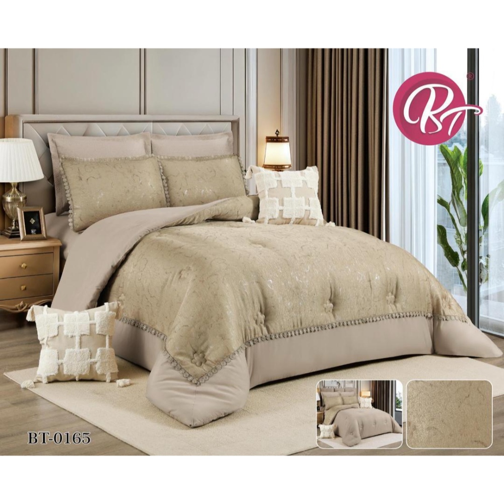 لحاف نفرين 8 قطع ماركة BT
 قماش جاكار من اجود الانواع مطرز