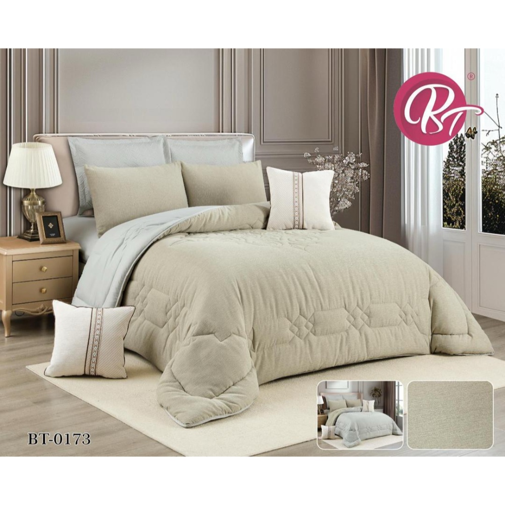 لحاف نفرين 8 قطع ماركة BT
 قماش جاكار من اجود الانواع مطرز