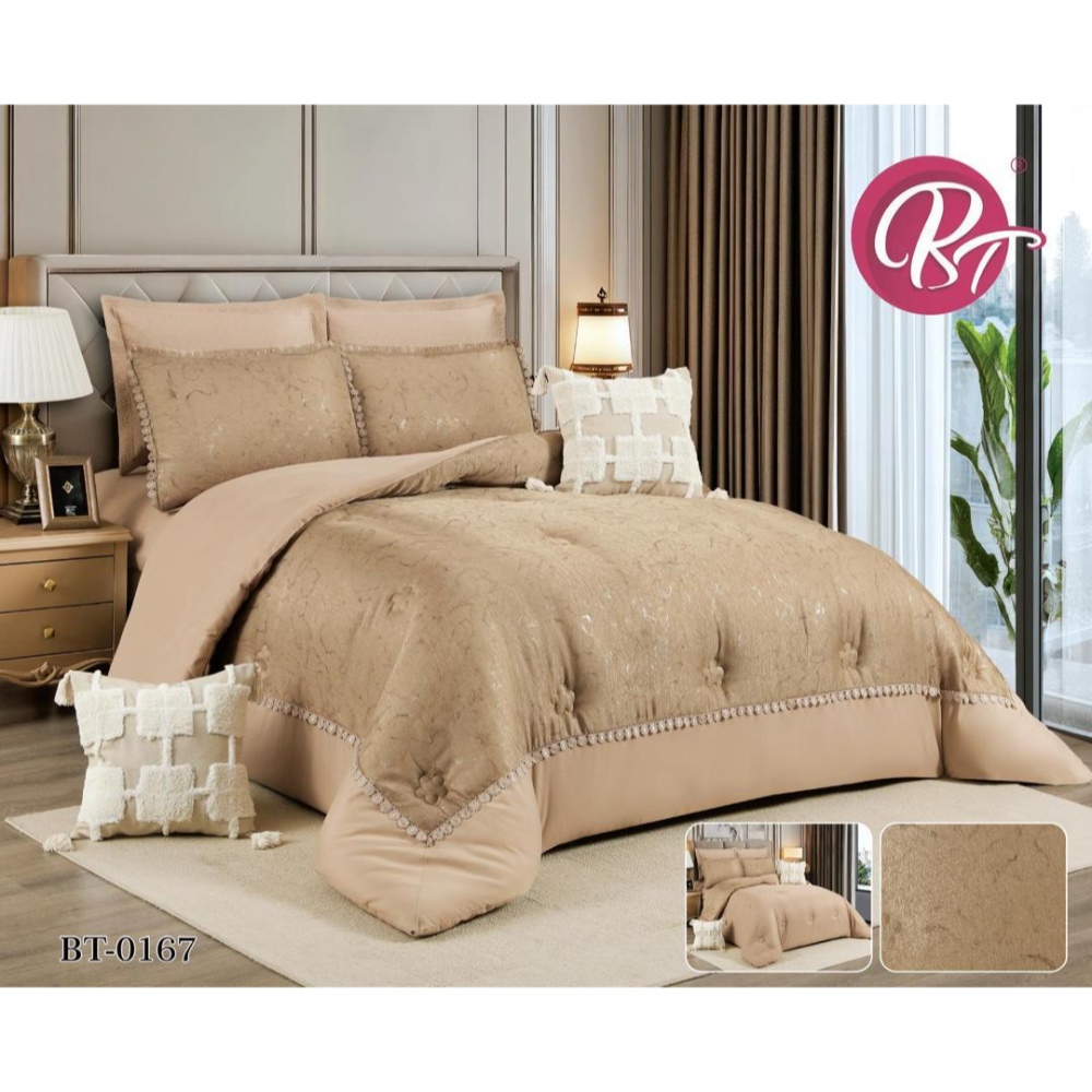 لحاف نفرين 8 قطع ماركة BT
 قماش جاكار من اجود الانواع مطرز