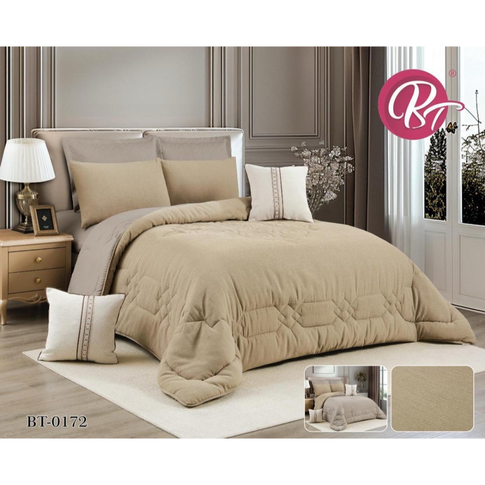 لحاف نفرين 8 قطع ماركة BT
 قماش جاكار من اجود الانواع مطرز