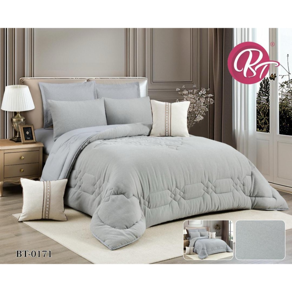 لحاف نفرين 8 قطع ماركة BT
 
  قماش جاكار من اجود الانواع مطرز