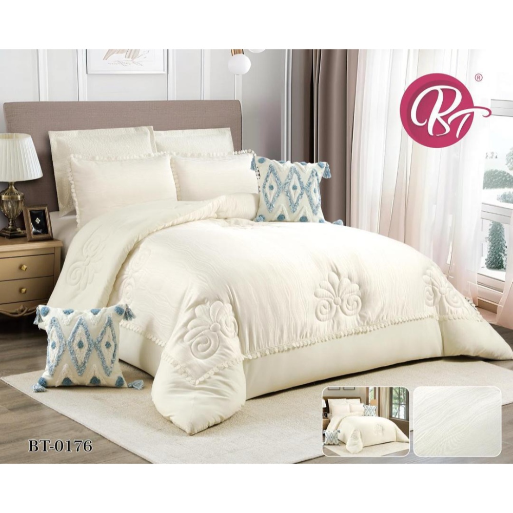 لحاف نفرين 8 قطع ماركة BT
 
  قماش جاكار من اجود الانواع مطرز