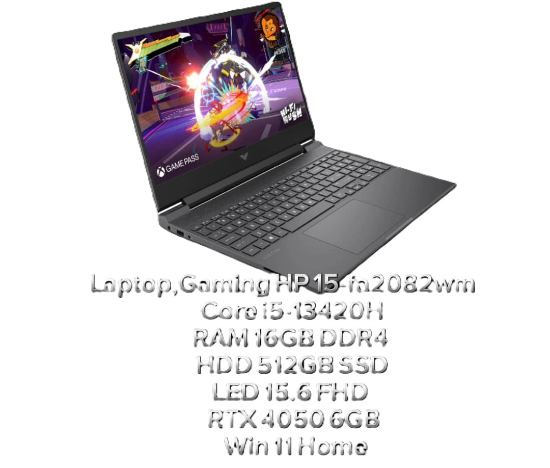 لابتوب الألعاب HP Victus 15-fa2082wm. المعالج: Intel Core i5-13420H. الذاكرة العشوائية: 16 جيجابايت DDR4. التخزين: 512 جيجابايت SSD. الشاشة: 15.6 بوصة FHD IPS بتردد 144 هرتز. معالج الرسومات: NVIDIA GeForce RTX 4050 بسعة 6 جيجابايت.