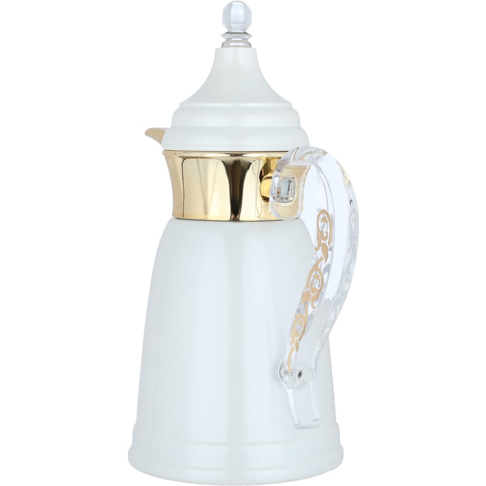 ترمس دلة تميم 8 السيف غاليري، 0.35 لتر، يد شفاف، حافظة داخلية استيل، هيكل خارجي استيل - لؤلؤي ذهبي