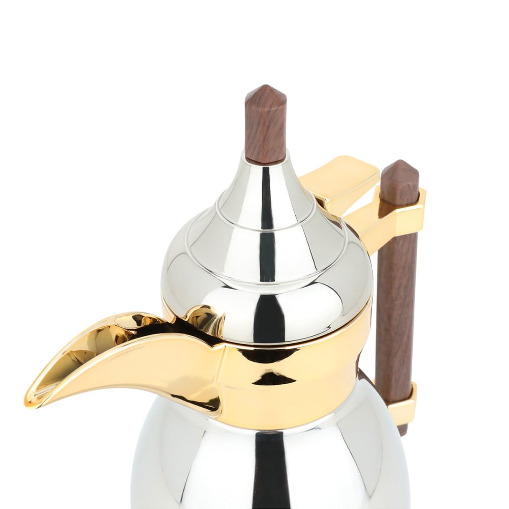 دلة شهد استيل السيف غاليري، 0.6 لتر، يد خشبي - فضي